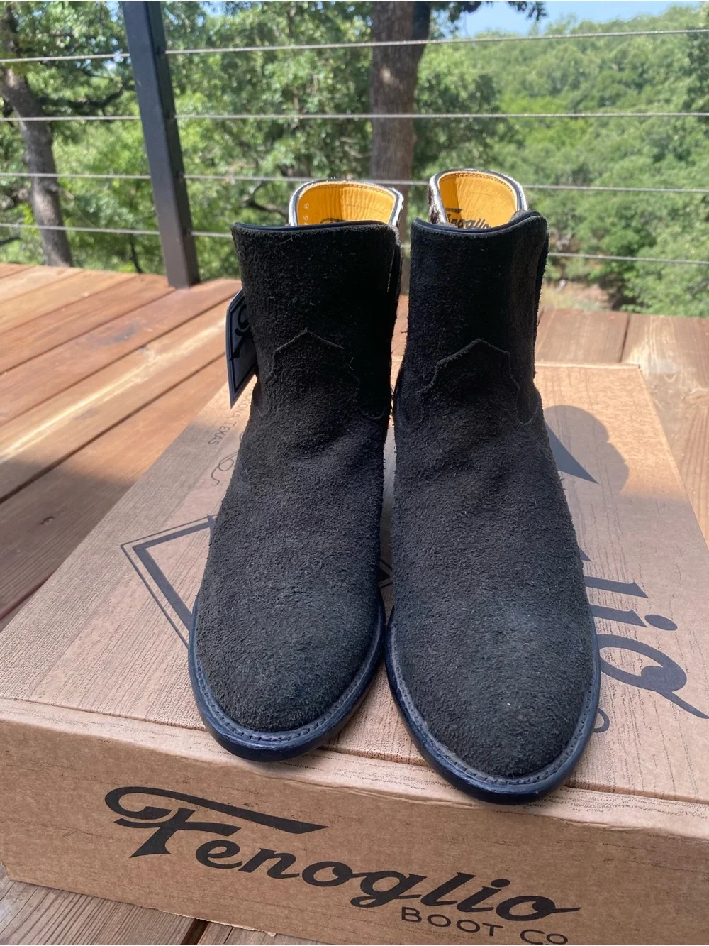 Fenoglio Boot Co Black Suede Western Ankle Boots Giraffe Hair-On Leather 9.5 NWT